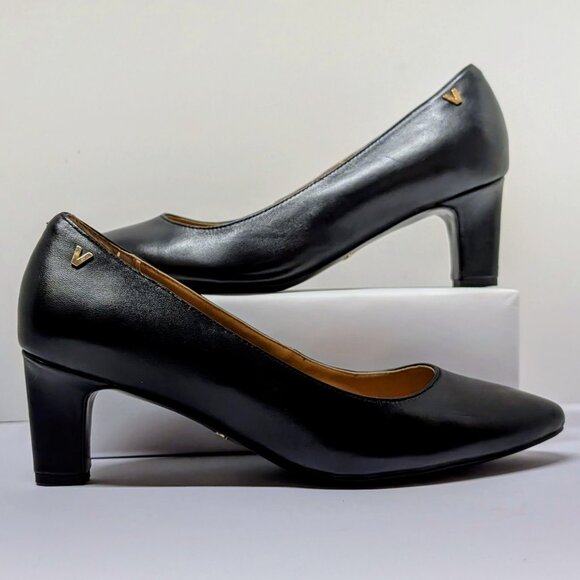 Vionic Madison Mia Leather Block Heel Pumps in Black - Picture 8 of 16